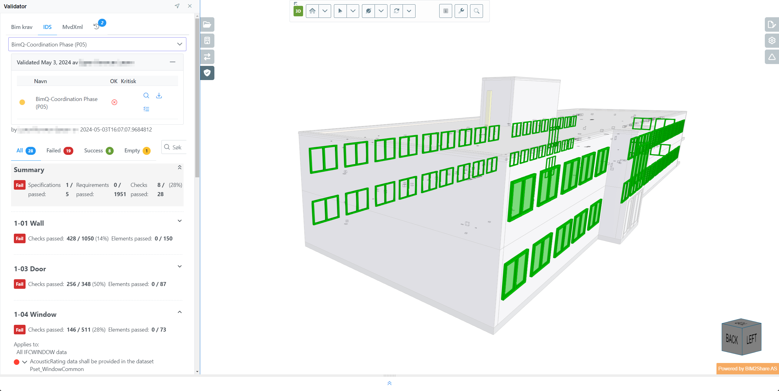 Report from IDS Check with Marking in Model