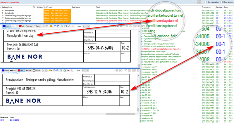 Deviations are marked both in the report and in a screenshot