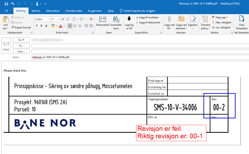 Feedback via e-mail with screenshot and marked deviation