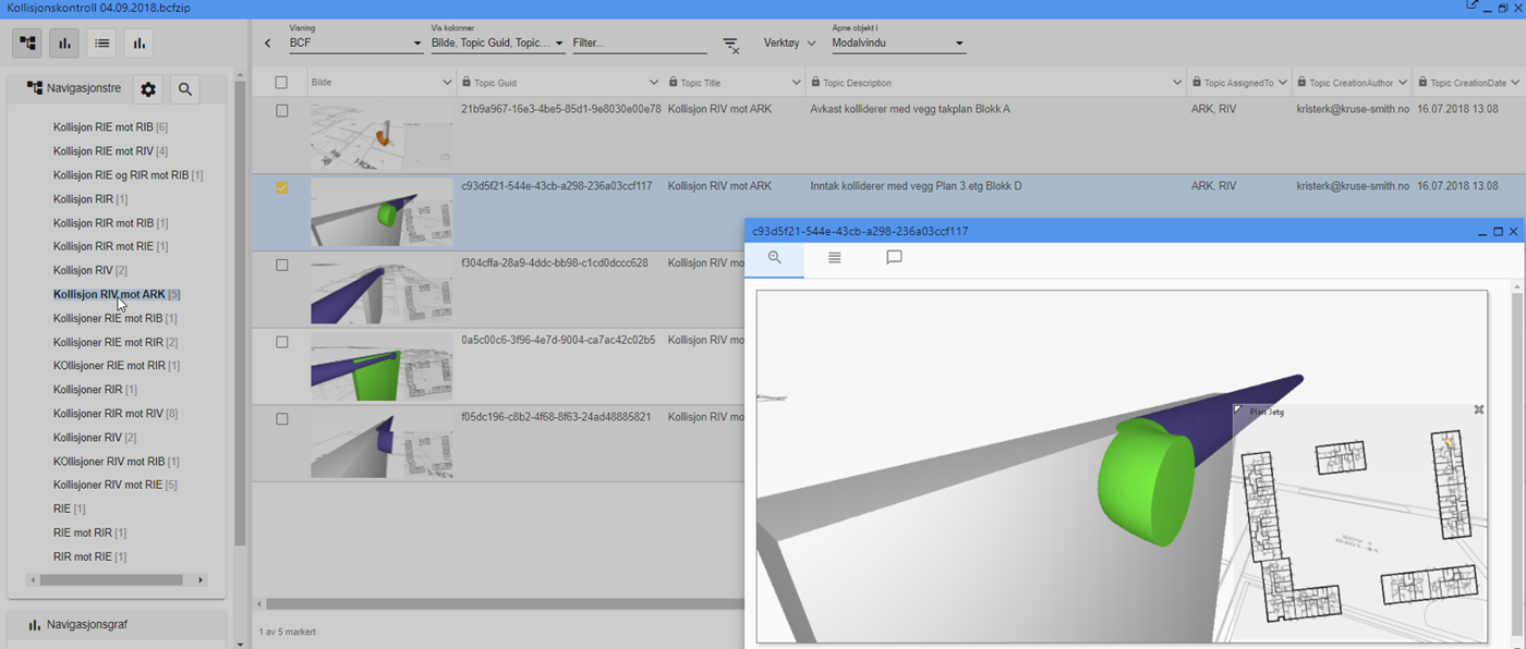 Illustration: Clash detection between diciplines. BCF format.